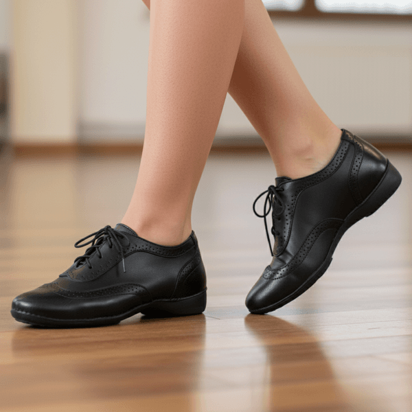 Tênis Feminino de Couro Legítimo com Palmilha em Gel - Preto - Sola Preta (AL033) 