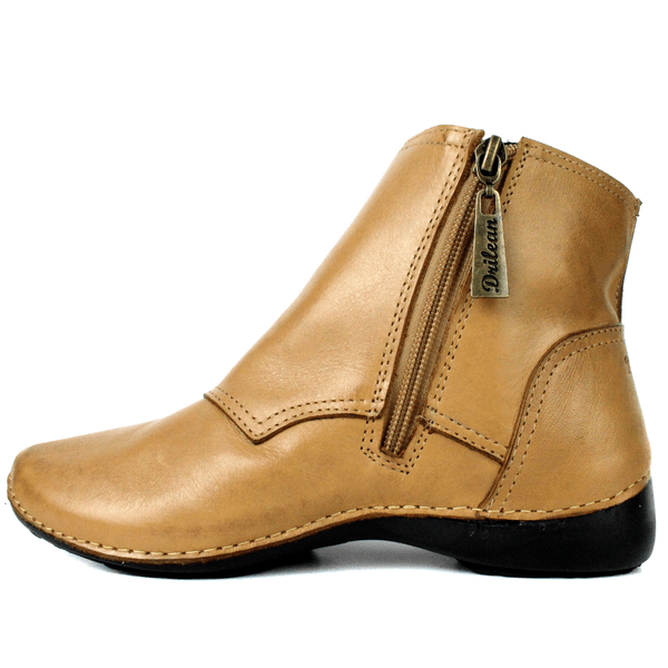Bota Ortopédica Feminina em Couro Legítimo com Palmilha Gel - Caramelo - Sola Preta (AL035)