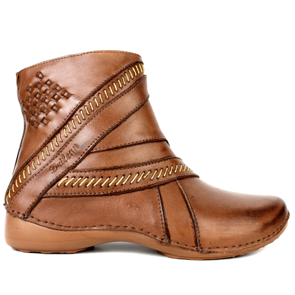 Bota Alívio Feminina em Couro Legítimo e Palmilha Gel - Castanho - Sola Castanho (AL036) 