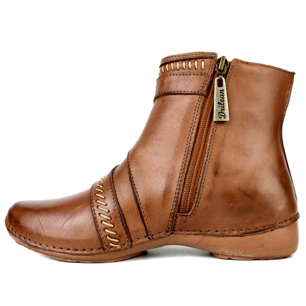 Bota Alívio Feminina em Couro Legítimo e Palmilha Gel - Castanho - Sola Castanho (AL036) 
