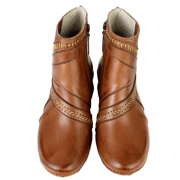 Bota Alívio Feminina em Couro Legítimo e Palmilha Gel - Castanho - Sola Castanho (AL036) 