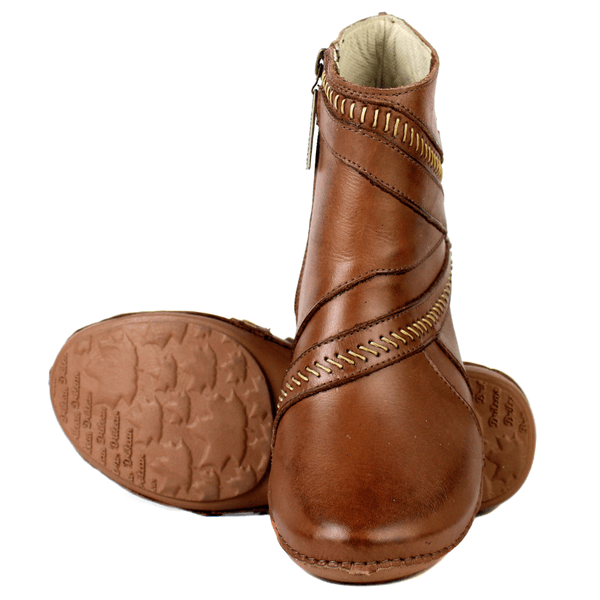Bota Alívio Feminina em Couro Legítimo e Palmilha Gel - Castanho - Sola Castanho (AL036) 