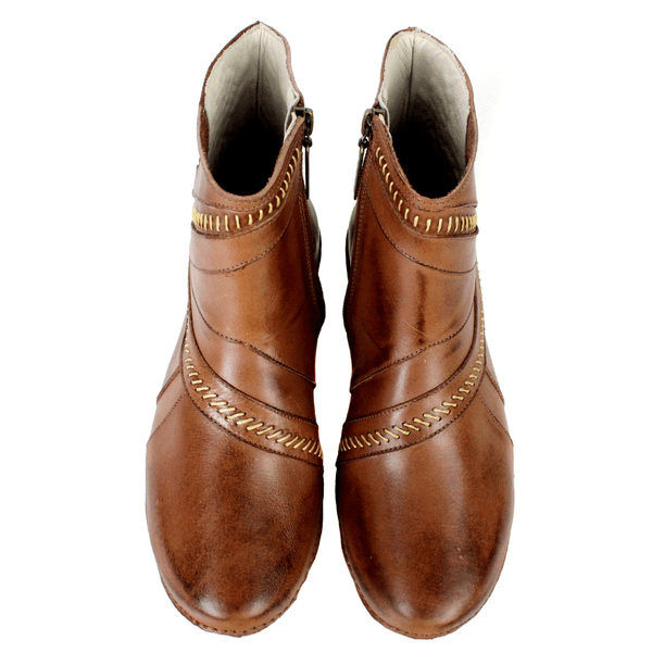 Bota Alívio Feminina em Couro Legítimo e Palmilha Gel - Castanho - Sola Off (AL036)