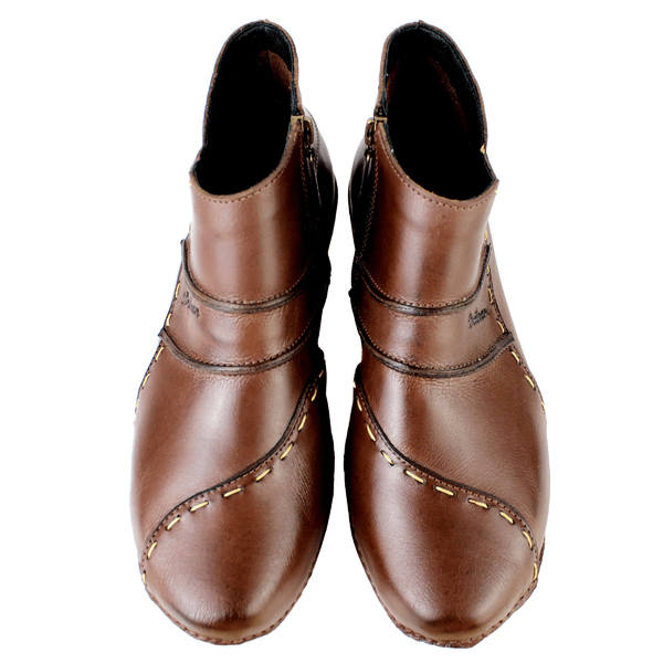 Bota Ortopédica Feminina de Couro Legítimo com Palmilha Gel - Café - Sola Castanho (AL037)