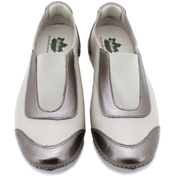Tênis Feminino de Couro Legítimo com Palmilha em Gel - Off - Onix - Sola Off (AL038)