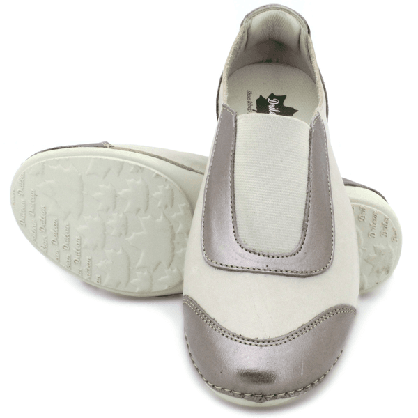 Tênis Feminino de Couro Legítimo com Palmilha em Gel - Off - Onix - Sola Off (AL038)