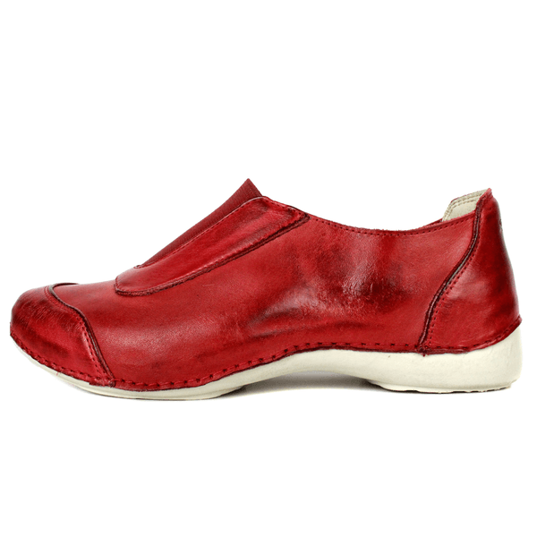 Tênis Alívio Feminino em Couro Legítimo e Palmilha Gel - Vermelho - Sola Off (AL038)