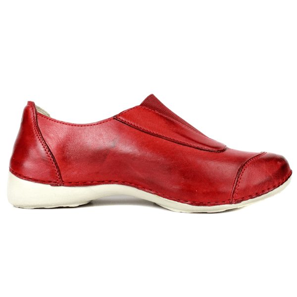 Tênis Alívio Feminino em Couro Legítimo e Palmilha Gel - Vermelho - Sola Off (AL038)