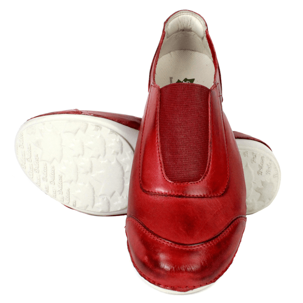 Tênis Alívio Feminino em Couro Legítimo e Palmilha Gel - Vermelho - Sola Off (AL038)