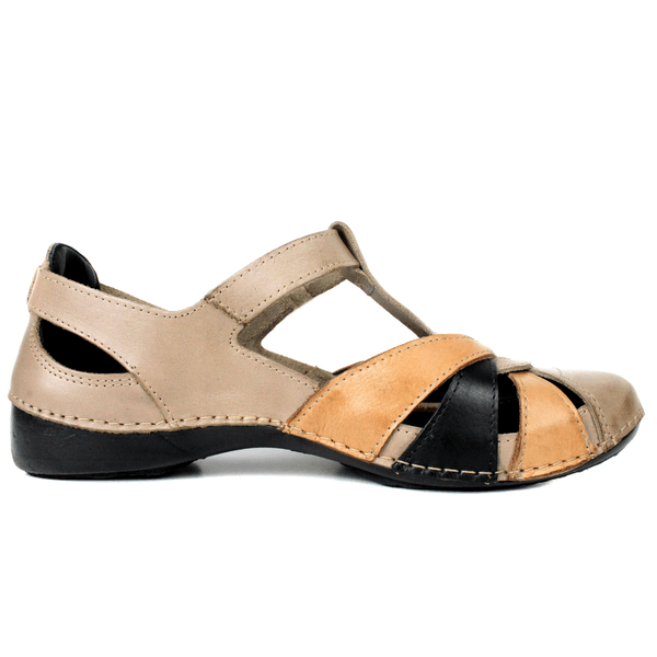 Sapatilha Feminina em Couro Legítimo e Palmilha Gel - Fendi/Laranja/Preto - Sola Preta (AL042) 