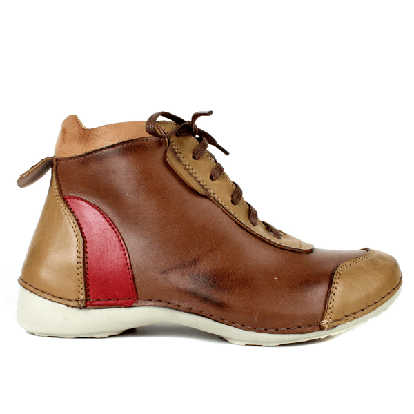 Bota Feminina Ortopédica de Couro Legítimo e Palmilha Gel - CASTANHO/CARAMELO/LARANJA/VERMELHO - Sola Off (AL045)