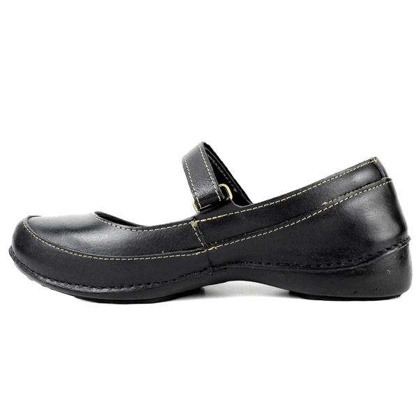 Sapatilha Feminina em Couro Legítimo e Palmilha Gel - Preto - Sola Preta (AL049) 36 - 38 OUTLET