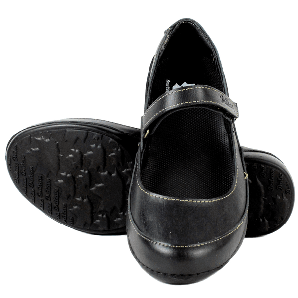 Sapatilha Feminina em Couro Legítimo e Palmilha Gel - Preto - Sola Preta (AL049) 36 - 38 OUTLET