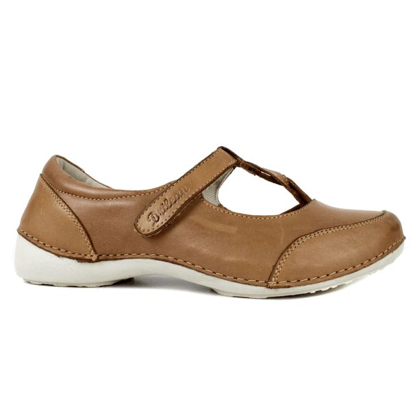 Sapatilha Feminina em Couro Legítimo e Palmilha Gel - Caramelo - Sola Off (AL052) 37 OUTLET