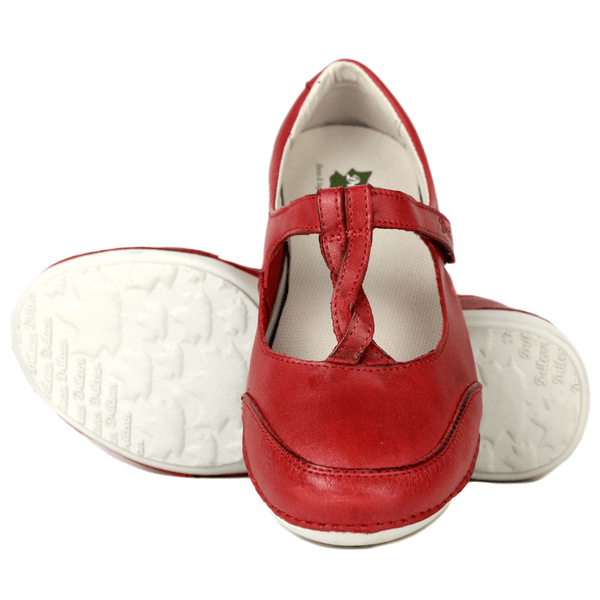 Sapatilha Feminina em Couro Legítimo e Palmilha Gel - Vermelho - Sola Off (AL052) 