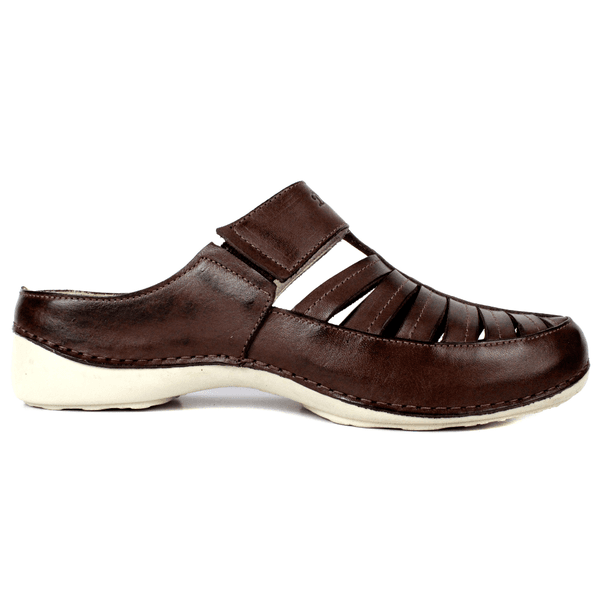 Mule Feminino Ortopédico em Couro Legítimo e Palmilha Gel - Café - Sola Off (AL055) 