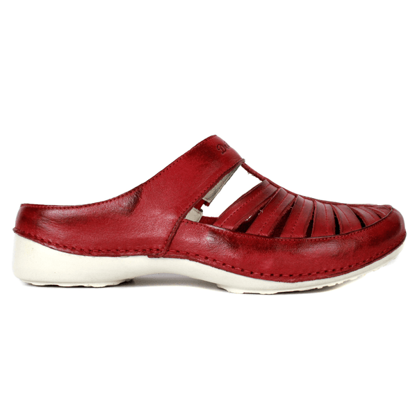 Mule Feminino Ortopédico em Couro Legítimo e Palmilha Gel - Vermelho - Sola Off (AL055) 
