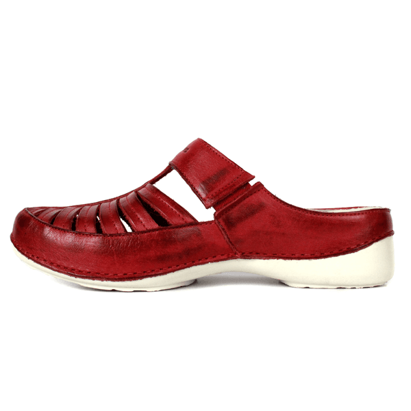 Mule Feminino Ortopédico em Couro Legítimo e Palmilha Gel - Vermelho - Sola Off (AL055) 