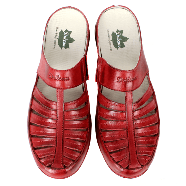 Mule Feminino Ortopédico em Couro Legítimo e Palmilha Gel - Vermelho - Sola Off (AL055) 