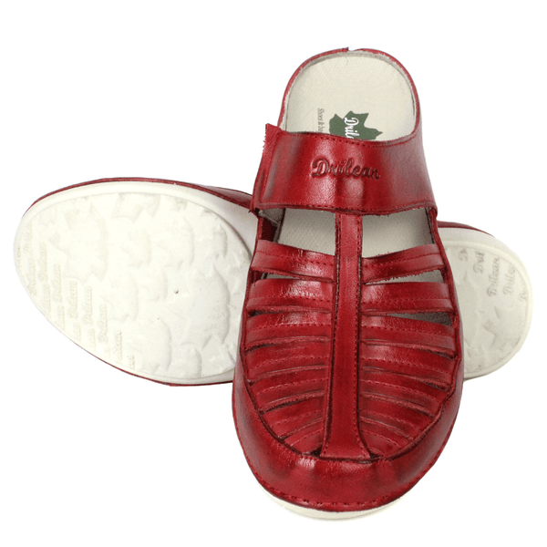 Mule Feminino Ortopédico em Couro Legítimo e Palmilha Gel - Vermelho - Sola Off (AL055) 