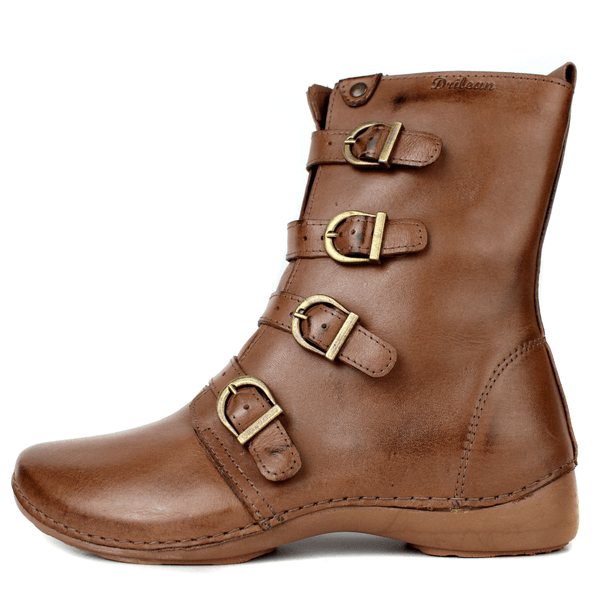 Bota Ortopédica Feminina em Couro Legítimo com Palmilha Gel - Castanho - Sola Castanho (AL060)