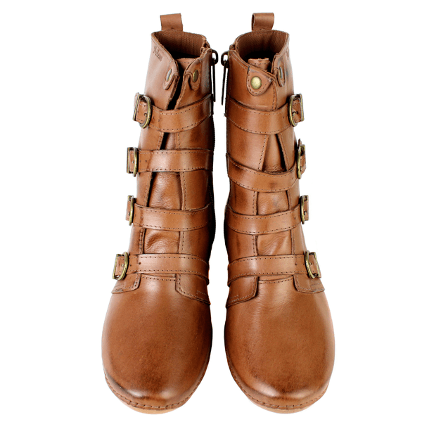 Bota Ortopédica Feminina em Couro Legítimo com Palmilha Gel - Castanho - Sola Castanho (AL060)