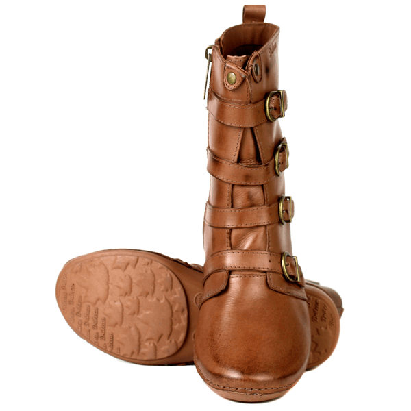 Bota Ortopédica Feminina em Couro Legítimo com Palmilha Gel - Castanho - Sola Castanho (AL060)