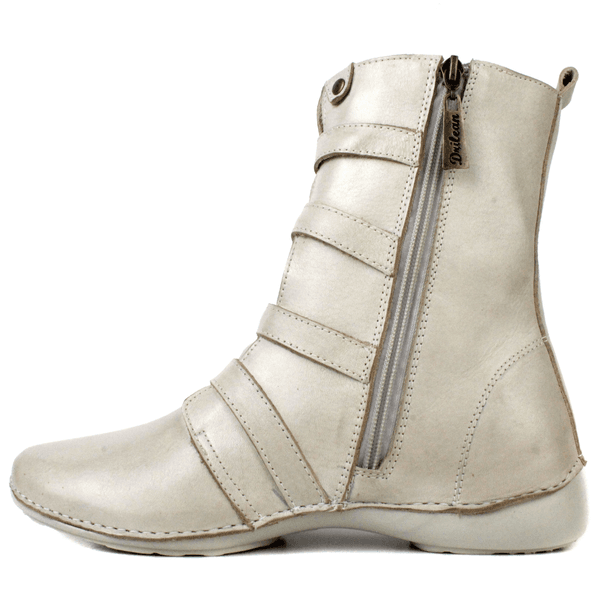 Bota Ortopédica Feminina em Couro Legítimo com Palmilha Gel - Off White - Sola Off (AL060) 
