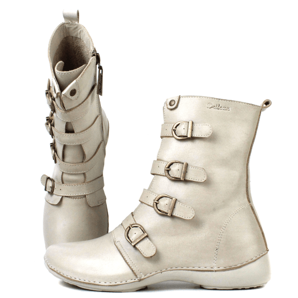 Bota Ortopédica Feminina em Couro Legítimo com Palmilha Gel - Off White - Sola Off (AL060) 