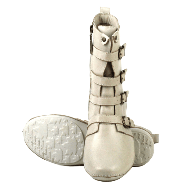 Bota Ortopédica Feminina em Couro Legítimo com Palmilha Gel - Off White - Sola Off (AL060) 
