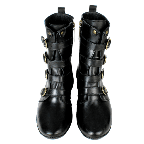 Bota Ortopédica Feminina em Couro Legítimo com Palmilha Gel - Preto - Sola Preta (AL060)
