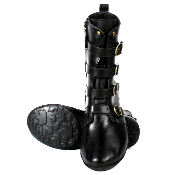 Bota Ortopédica Feminina em Couro Legítimo com Palmilha Gel - Preto - Sola Preta (AL060)