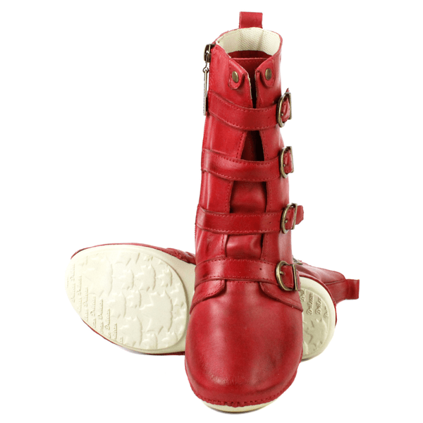 Bota Ortopédica Feminina em Couro Legítimo com Palmilha Gel - Vermelho - Sola Off (AL060) 