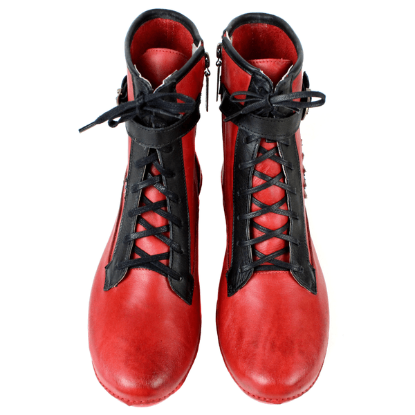 Bota Alívio Feminina em Couro Legítimo e Palmilha Gel - AL061 VERMELHO/PRETO/OFF/OCEANO - Sola Vermelha (AL061)
