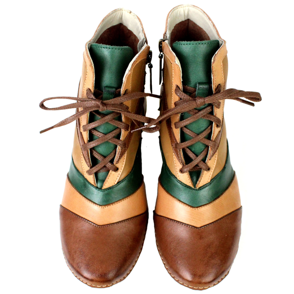 Bota Ortopédica Feminina Couro Legítimo e Palmilha Gel - Caramelo/Verde/Laranja/Castanho - Sola Off (AL062) 36 OUTLET