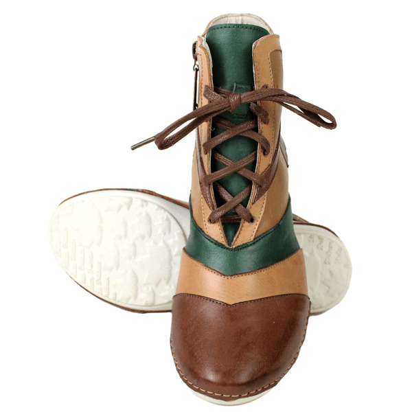 Bota Ortopédica Feminina Couro Legítimo e Palmilha Gel - Caramelo/Verde/Laranja/Castanho - Sola Off (AL062) 36 OUTLET