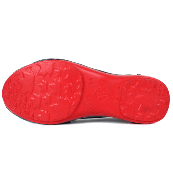 Mocassim Feminino em Couro Legítimo e Palmilha Gel - Azul - Sola Vermelha (AL066)