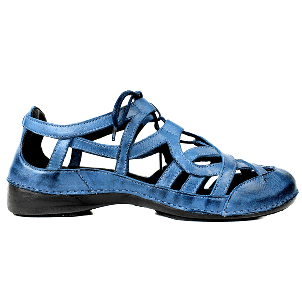 Sapatilha Feminina em Couro Legítimo e Palmilha Gel - Azul - Sola Preta (AL067) 