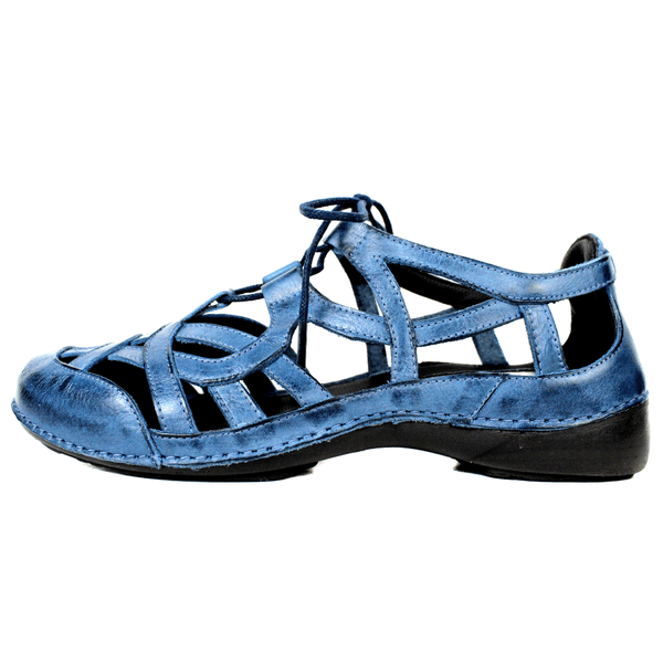 Sapatilha Feminina em Couro Legítimo e Palmilha Gel - Azul - Sola Preta (AL067) 