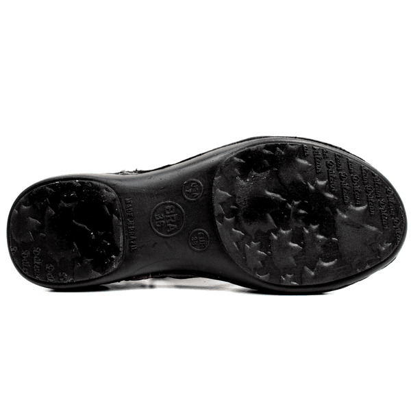 Sapatilha Feminina em Couro Legítimo e Palmilha Gel - Preto - Sola Preta (AL067)