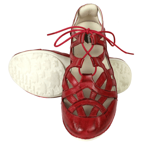 Sapatilha Feminina em Couro Legítimo e Palmilha Gel - Vermelho - Sola Off (AL067) 34 OUTLET