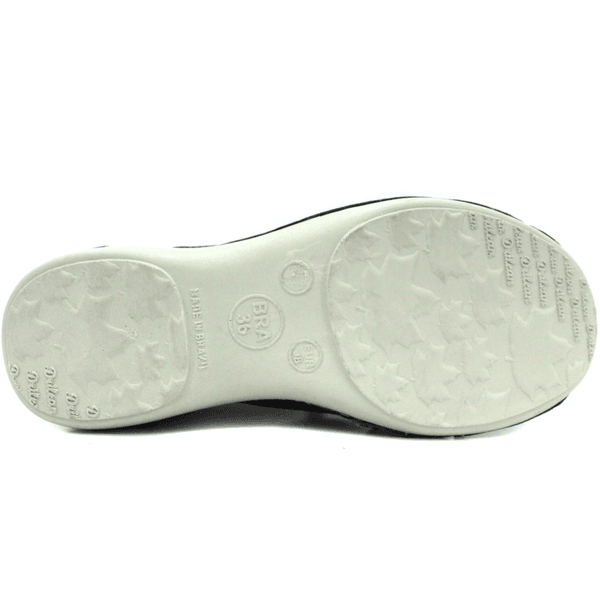 Sapatilha Feminina em Couro Legítimo e Palmilha Gel - Royal/Grafite/Off White - Sola Off (AL068)