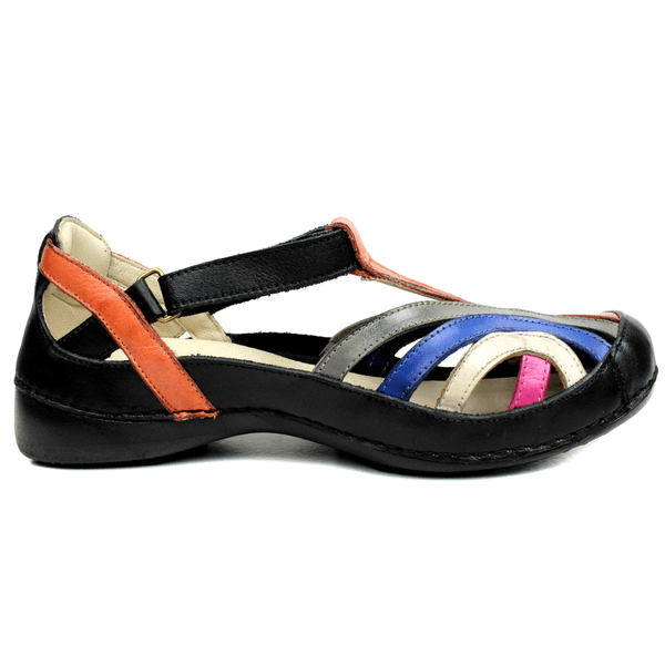 Sapatilha Feminina em Couro Legítimo e Palmilha Gel - Preto/Coral/Grafite/Royal/Off/Violeta - Sola Preta (AL069) 34 OUTLET