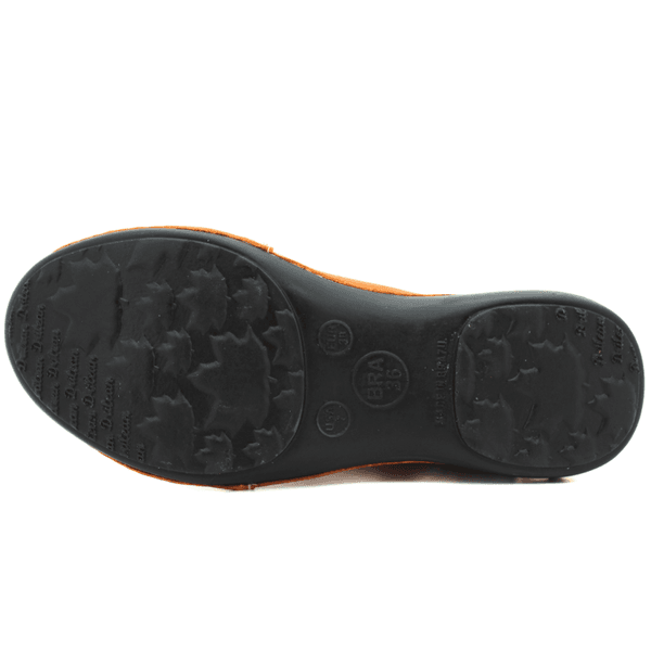 Sapatilha Feminina em Couro Legítimo e Palmilha Gel - Vermelho/Preto - Sola Preta (AL069)