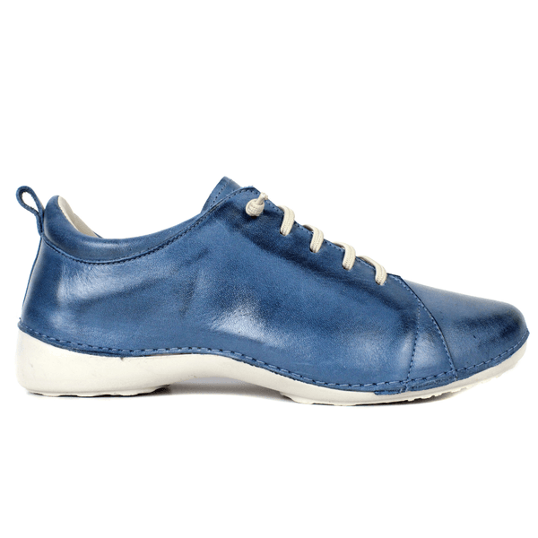 Tênis Alívio Feminino em Couro Legítimo e Palmilha Gel - Azul - Sola Off (AL071)