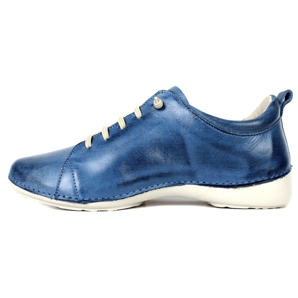 Tênis Alívio Feminino em Couro Legítimo e Palmilha Gel - Azul - Sola Off (AL071)