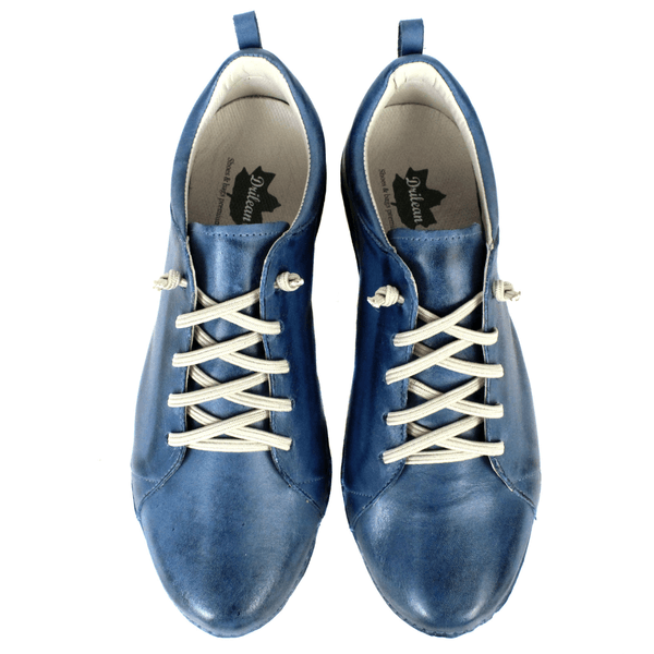 Tênis Alívio Feminino em Couro Legítimo e Palmilha Gel - Azul - Sola Off (AL071)
