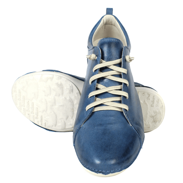 Tênis Alívio Feminino em Couro Legítimo e Palmilha Gel - Azul - Sola Off (AL071)