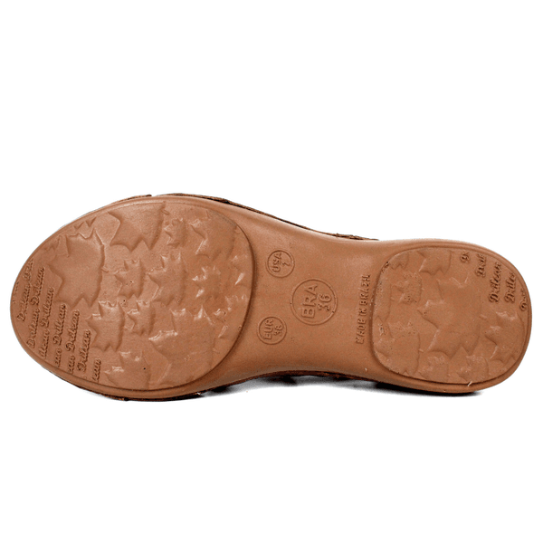 Tênis Alívio Feminino em Couro Legítimo e Palmilha Gel - Caramelo - Sola Castanho (AL071) 