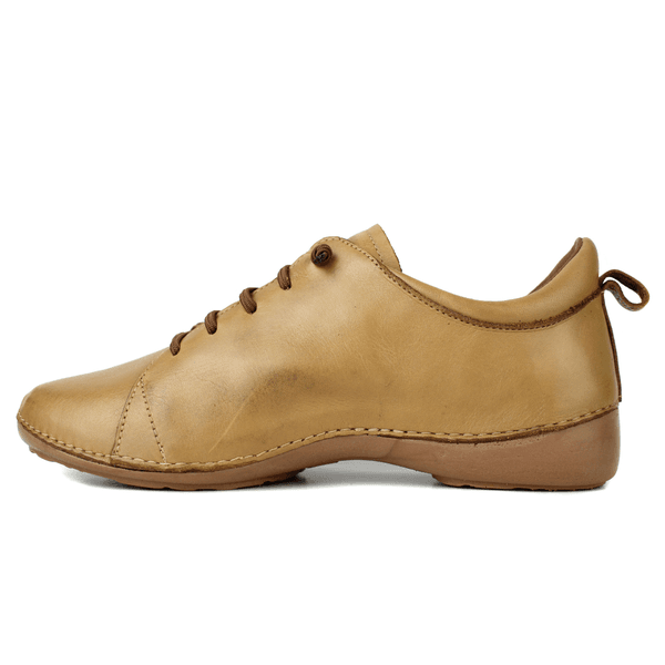 Tênis Alívio Feminino em Couro Legítimo e Palmilha Gel - Caramelo - Sola Castanho (AL071) 